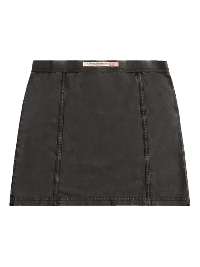Diesel Panelled Denim Mini Fitted Skirt In Black
