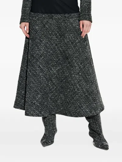 Diesel Panelled High-waisted Midi Skirt In Gray