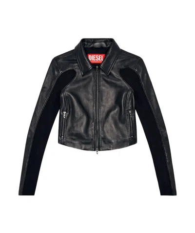 Diesel L-totem Leather Jacket In 9xx