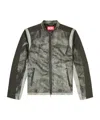 Diesel Panelled Logo Biker Jacket In Gray
