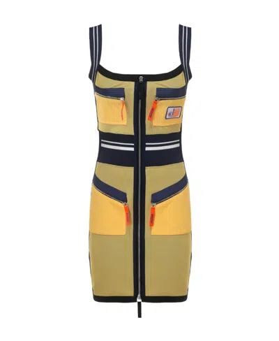 Diesel Panelled Slim-cut Mini Dress In Yellow