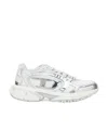 Diesel Metallic Mesh Sneakers With Oval D Logo In White