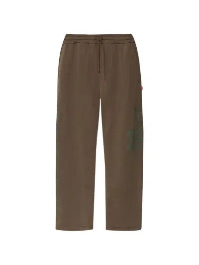 Diesel Treated Cotton Wide Leg Sweatpants Brown In Xs