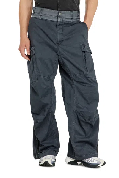 Diesel Cargo Pants In Cotton And Nylon In Blue