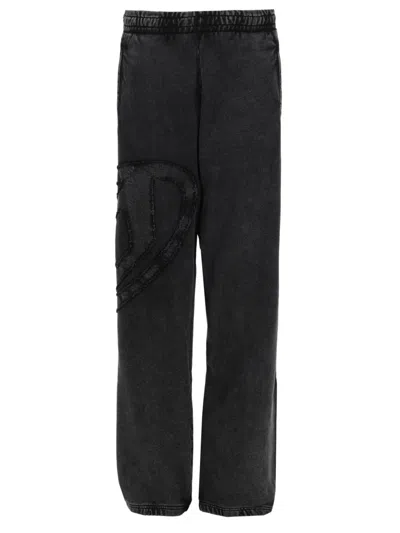 Diesel Washed Black P-marky-den Textured Patch Sweatpants