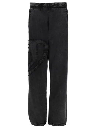 Diesel Washed Black P-marky-den Textured Patch Sweatpants