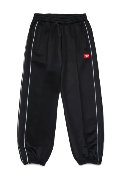 Diesel Kids' Pantaloni Balloon In Triacetato Con Patch D Rossa In Black