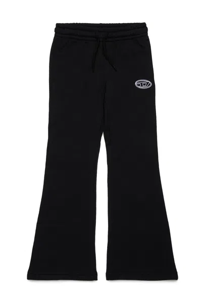 Diesel Kids' Pantaloni Bootcut Con Logo Oval D In Blue