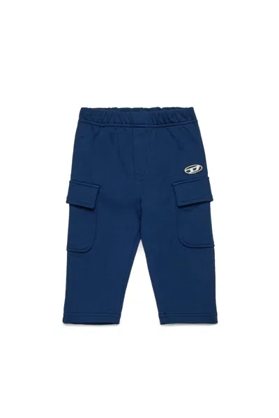 Diesel Kids' Pantaloni Cargo Con Patch Oval D In Blue