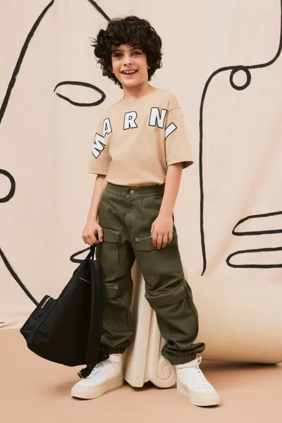 Diesel Kids' Gabardine Cargo Pants In Green