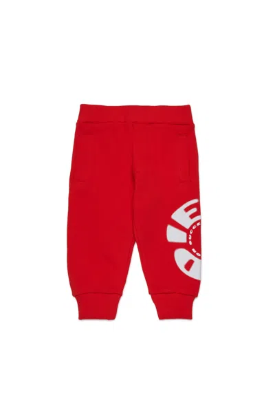 Diesel Kids' Pantaloni Jogger Con Maxi Logo  Circular In Red