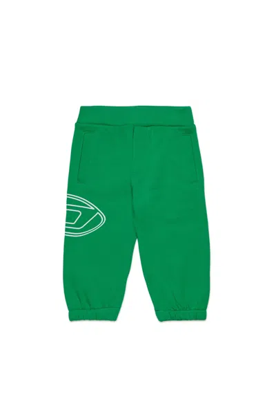 Diesel Pantaloni Jogger Con Stampa Oval D In Green