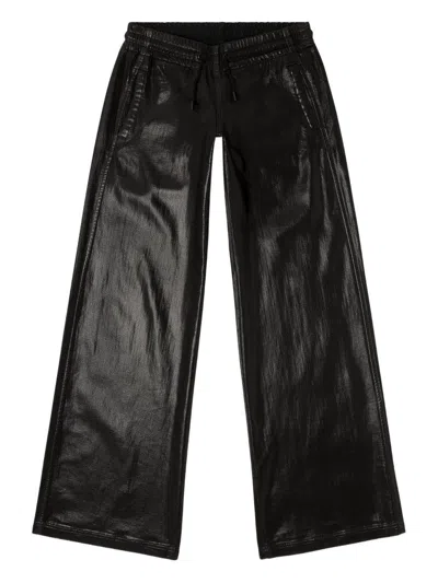 Diesel Faxu Leather Trousers In Black