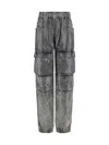 Diesel Cargo Jeans With Reflective Finish And Utility Pockets In Black/denim