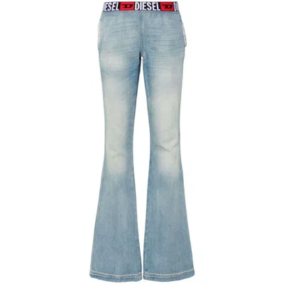 Diesel Logo-waistband Jeans In Blue