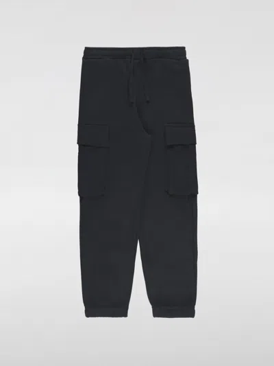 Diesel Kids' Fleece Cargo Pants With Oval D Logo In Black