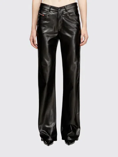Diesel P-lain Eco Leather Pants Women In Black