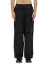 Diesel "gustaf" Layered Wide Leg Trousers In Black