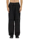 Diesel "gustaf" Layered Wide Leg Trousers In Black