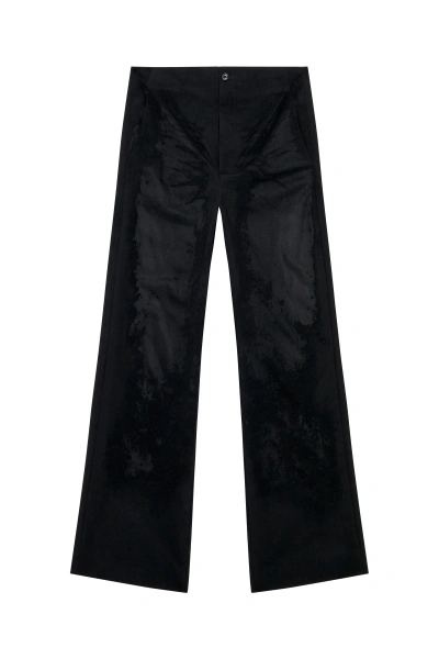 Diesel Pants In Burn-out Cool Wool In Black