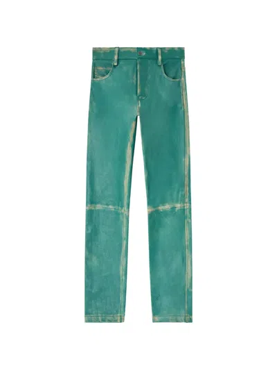 Diesel Pants In Treated Leather In Animal Print