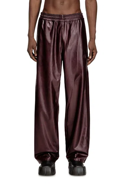 Diesel Pants With Logo In Burgundy In Brown