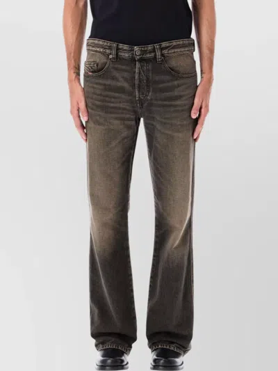 Diesel Patched Belt Loops Faded Five-pocket Trousers In Brown