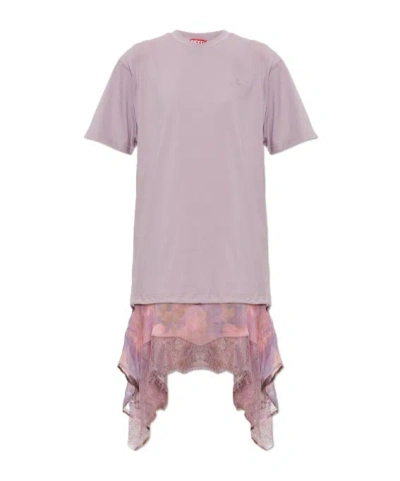Diesel Patchwork T-shirt Dress In Pink