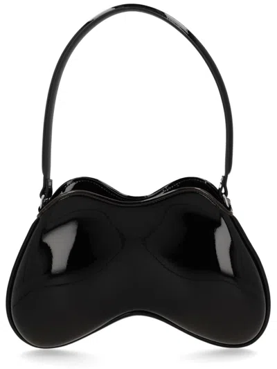 Diesel Patent Finish Shoulder Bag In Black