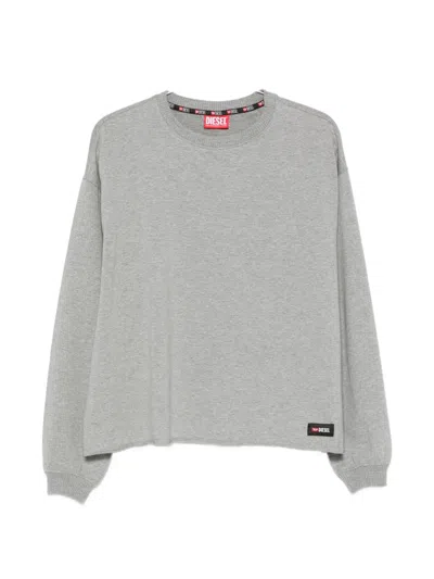 Diesel Patricia Logo-patch Crew-neck Sweatshirt In Gray