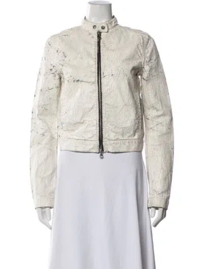 Pre-owned Diesel Patterned Biker Jacket In Neutrals