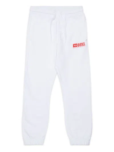 Diesel Kids' Pantaloni Jogger In Felpa Con Logo Degradé In White