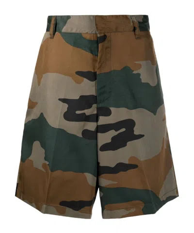 Diesel P-berti-camu Camouflage Printed Twill Shorts In Brown