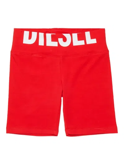 Diesel Kids' Pcefy Logo-detail Shorts In Red