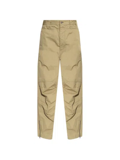 Diesel Cotton Trousers With Zip Ankle Detail In Neutral
