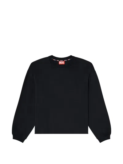 Diesel Peached Raw-hem Cotton Sweatshirt In Black