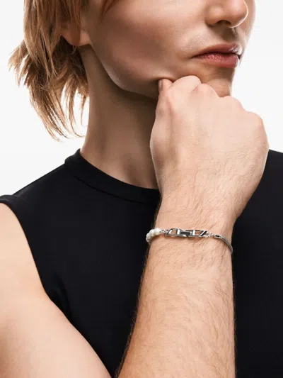 Diesel Pearl-embellished Chain Bracelet In Transparent