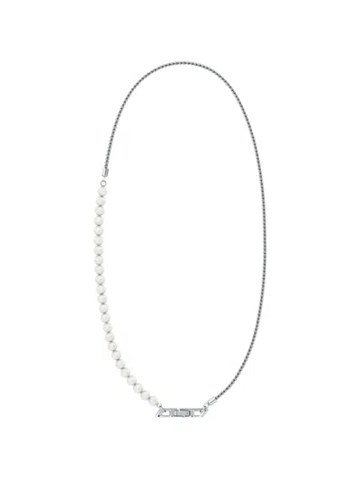 Diesel Pearl-embellished Sterling Silver Necklace In Multi