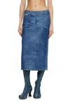 Diesel Pencil Skirt In Rhinestone Denim In Blue