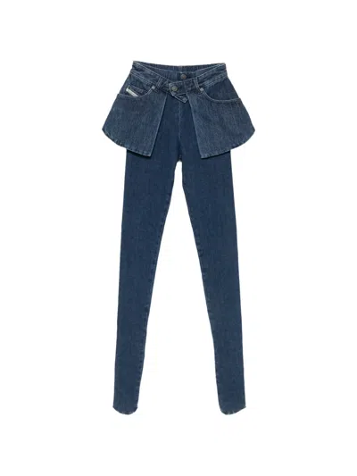 Diesel Peplum-detail Skinny Jeans In Blue