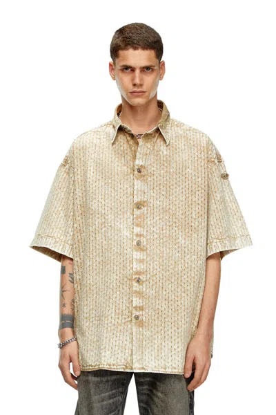Diesel S-lazer Perforated Shirt In Brown