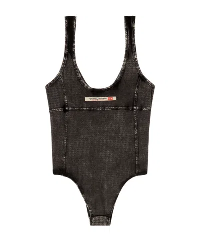 Diesel Phoebe-dnm Sleeveless Bodysuit In Gray