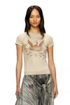 Diesel Phoenix T-shirt With Rhinestones In Neutral