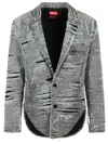 Diesel Blazer In Distressed Prince Of Wales Denim In Grey