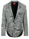Diesel Blazer In Distressed Prince Of Wales Denim In Gray