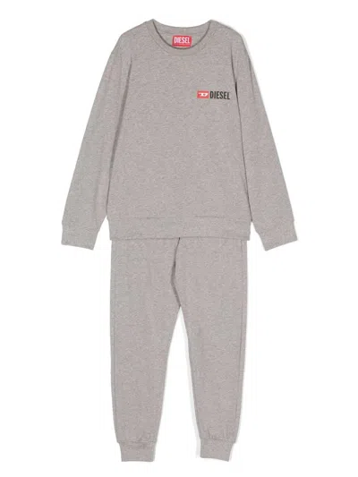 Diesel Kids' Pigiama Con Stampa In Gray