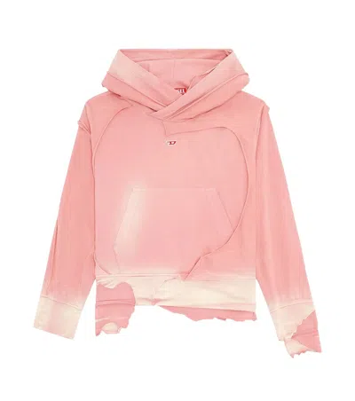 Diesel Pink Distressed Hood Sweatshirt