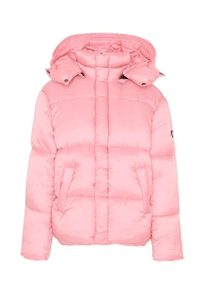 Diesel Kids' Pink Down Jacket For Girl With Logo