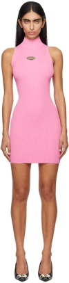 Diesel Oval D-plaque Knitted Minidress In Pink
