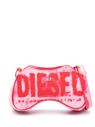 Diesel Abstract-print Woven Shoulder Bag In Pink